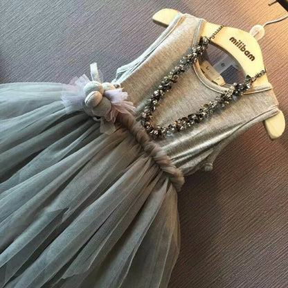 Little Girls Stylish Tulle Yarn Skirt Dress for Summer Parties childrensterritory