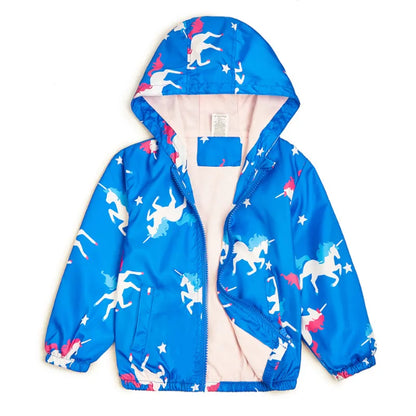 Kids Warm Cartoon Print Hooded Windproof Jackets childrensterritory