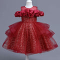 Sleeveless Flower Sequin Design Birthday Party Dresses For Girls childrensterritory
