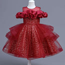 Sleeveless Flower Sequin Design Birthday Party Dresses For Girls childrensterritory