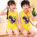 Kid Boy Girl Cartoon Design Sleeveless Cotton Vest and Pajamas Sets childrensterritory
