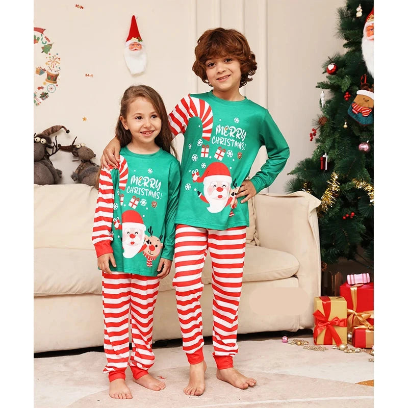 Same Look Striped Design Family Matching Xmas Sleepwear Sets childrensterritory