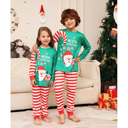 Same Look Striped Design Family Matching Xmas Sleepwear Sets childrensterritory