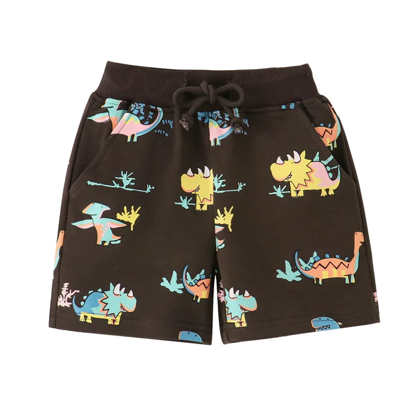 Cartoon Print Summer Drawstring Shorts For Boys Girls