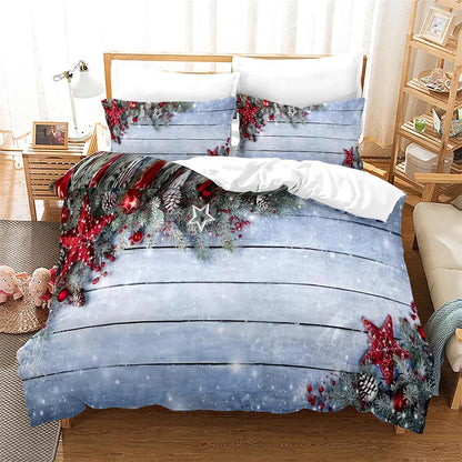 Snowflake Bells Pattern Christmas Duvet Cover Set for Kids Bed childrensterritory