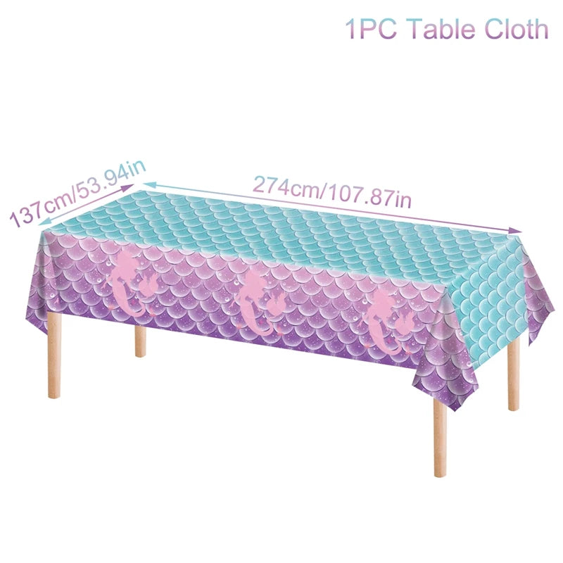Mermaid-themed Kids Birthday Party Decorations and Tableware Set
