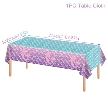 Mermaid-themed Kids Birthday Party Decorations and Tableware Set