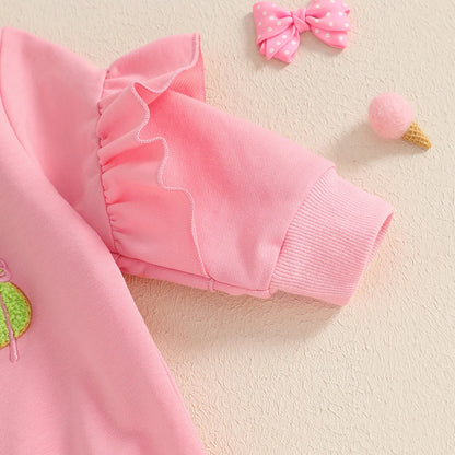 Toddler Girl Bunny Embroidery 2 Pieces Easter Outfit Set childrensterritory