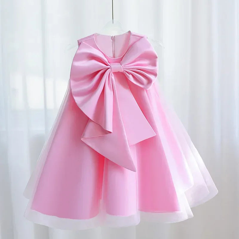 Lavender Scoop Neck Puff Girls Birthday Party Dresses