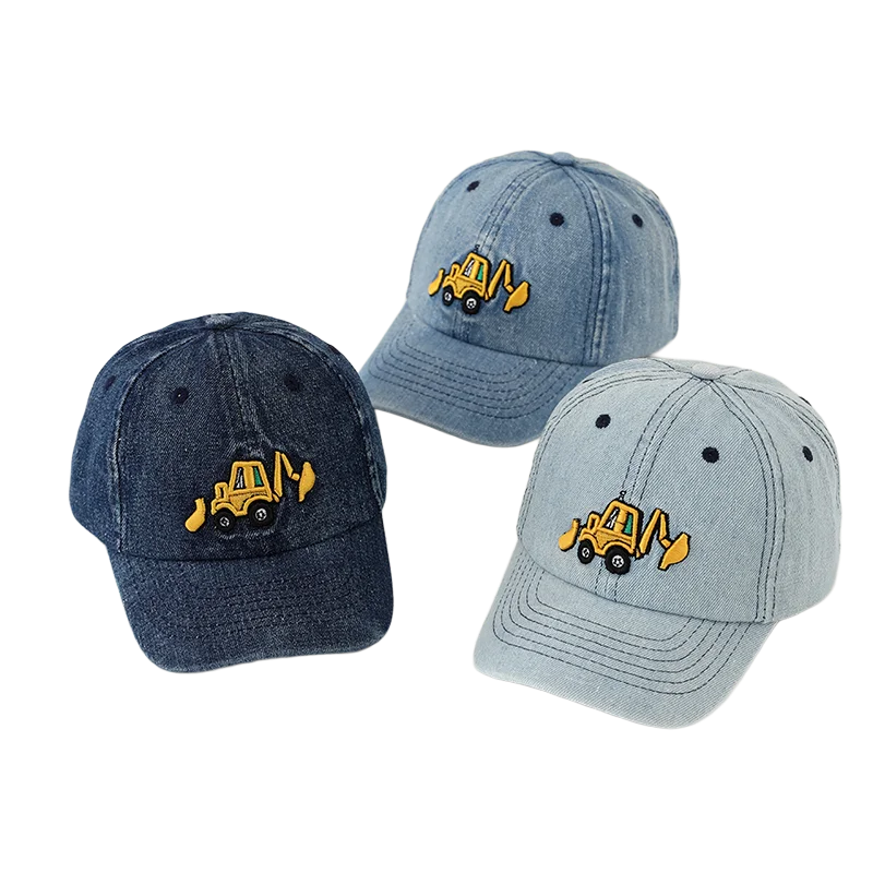 Little Boys Grls Bulldozer Embroidered Cotton Baseball Caps childrensterritory