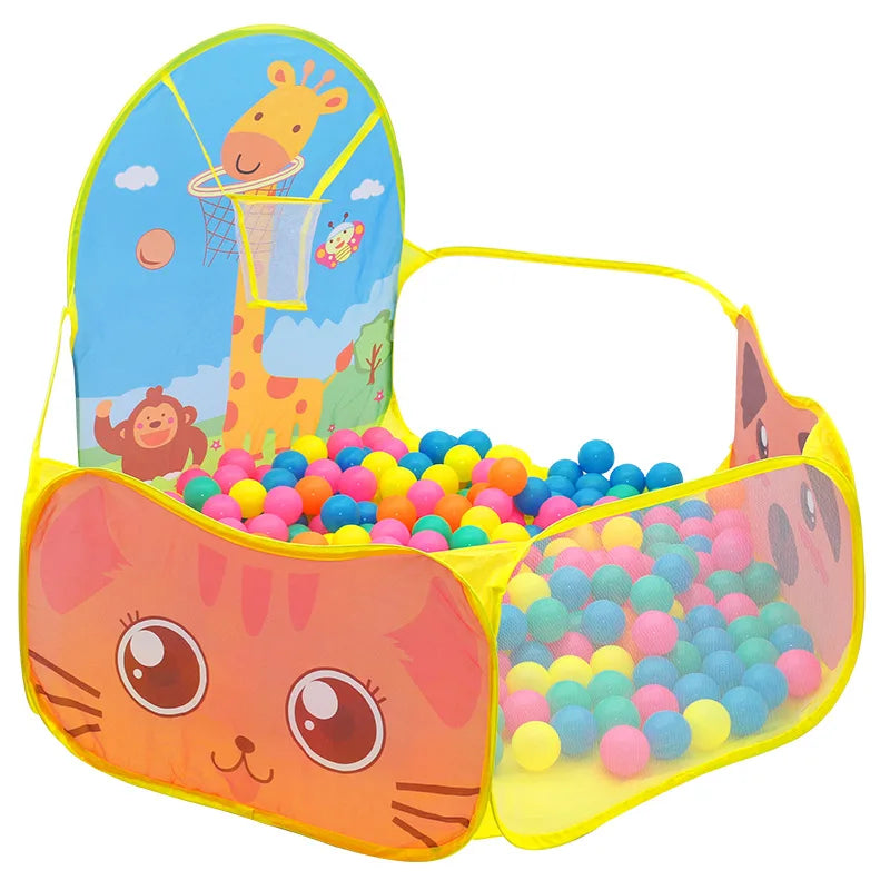 120cm Portable Baby Ball Pool with Basketball Hoop Playpen