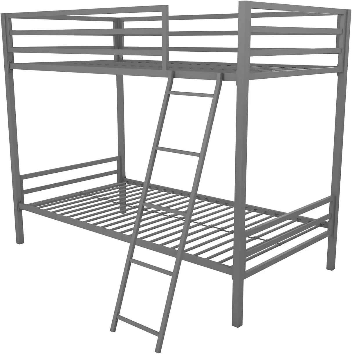 Sturdy Metal Frame Bunk Bed with Slats and Side Rails childrensterritory