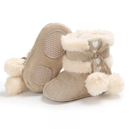 Pompom Design Warm Snow Boots in 4-Colors for Infants childrensterritory