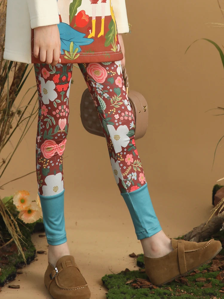 Trendy Stretch Pants with Floral Print for Girls childrensterritory