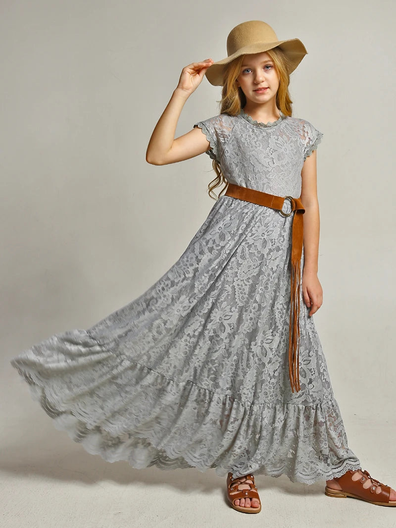 Girls Sleeveless Long Princess Dresses childrensterritory