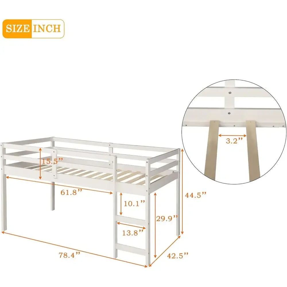 Portable Twin Loft Bed with Storage Cabinet for Kids