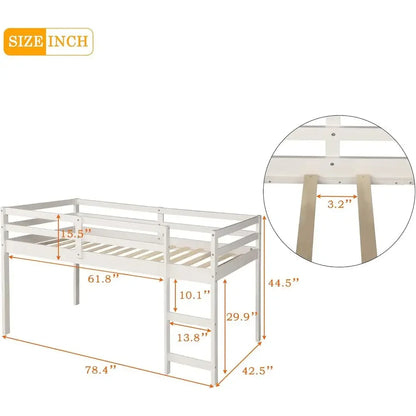 Portable Twin Loft Bed with Storage Cabinet for Kids