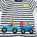 Striped Cartoon Animals Design Little Boys Cotton T-Shirts childrensterritory