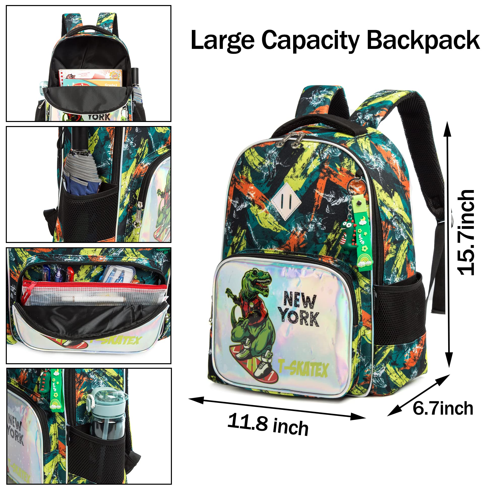 Kids 3pcs School Backpack of Astronaut and Dinosaurs Print childrensterritory