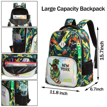 Kids 3pcs School Backpack of Astronaut and Dinosaurs Print childrensterritory