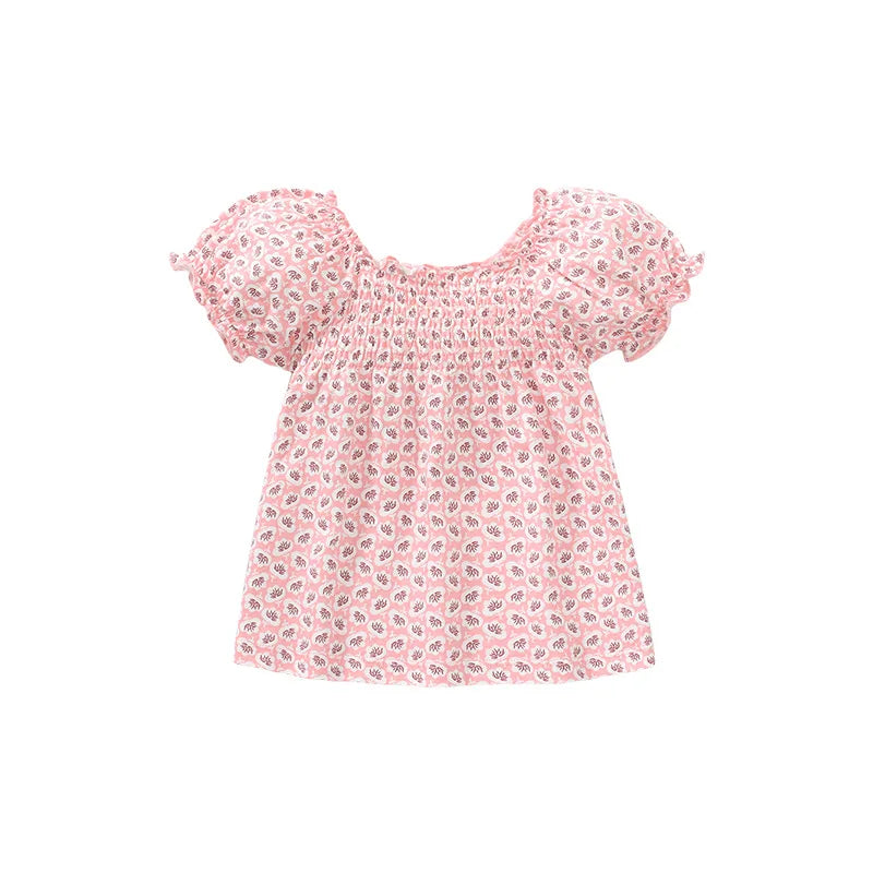 Little Girls Puff Sleeve, Printed Cotton Top childrensterritory
