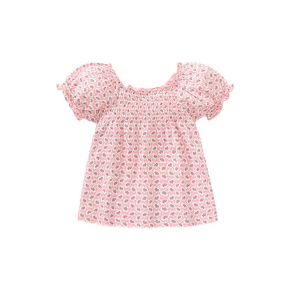 Little Girls Puff Sleeve, Printed Cotton Top childrensterritory