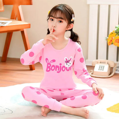 Long Sleeve Cartoon Design Kids Winter Warm Pajamas Sets childrensterritory