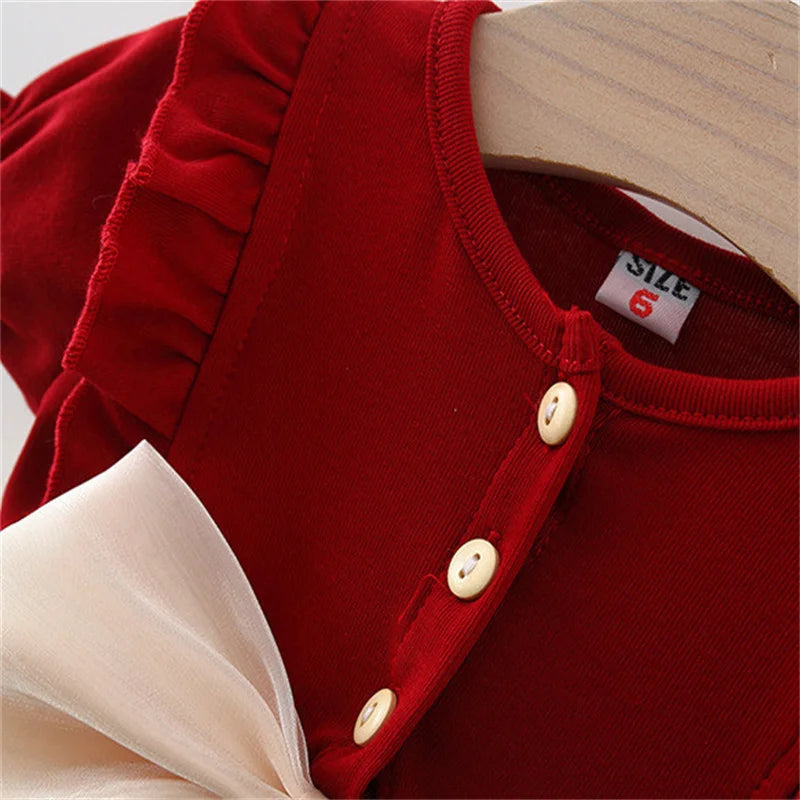 Baby Girls Bow Design Short Sleeves Summer Dresses