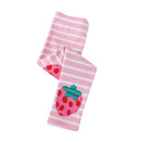 Girls Strawberry Print Striped Cotton Leggings childrensterritory