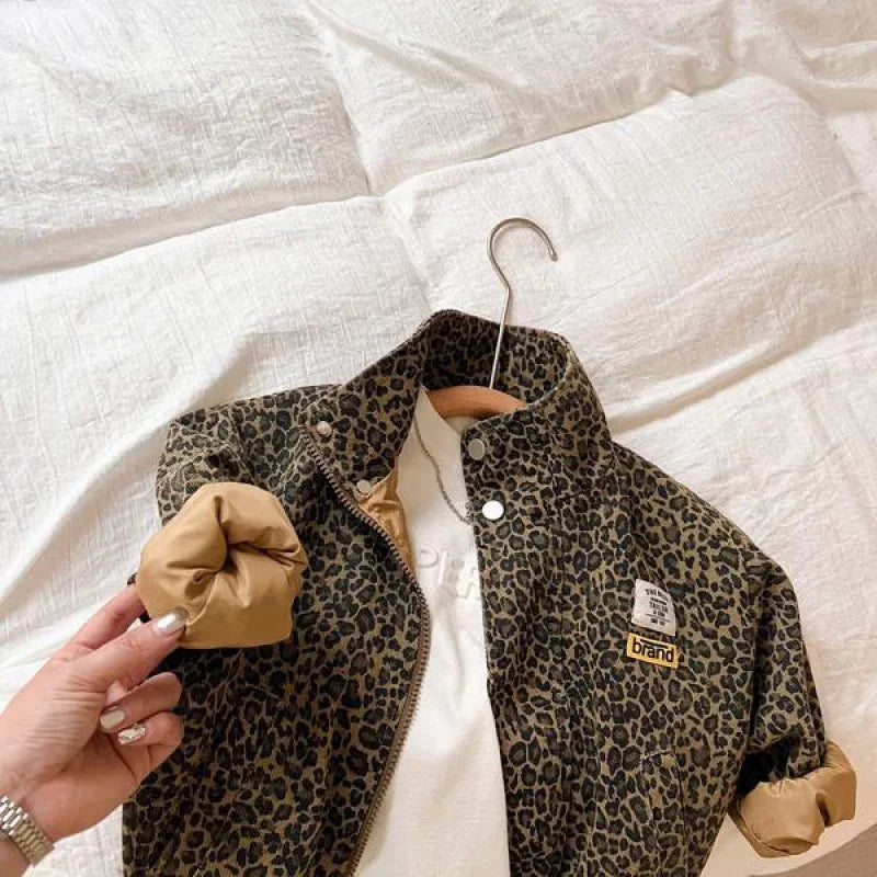 Leopard Print Korean Style Girls' Fashionable Coat