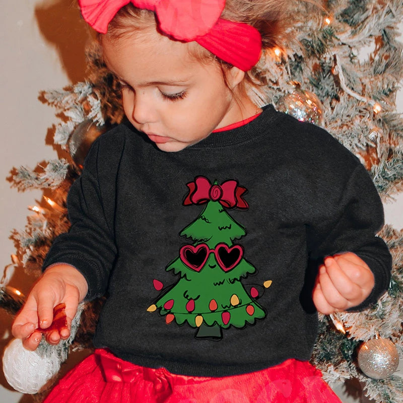 Kids Solid Colors Christmas Graphics Hoodless Sweatshirt childrensterritory