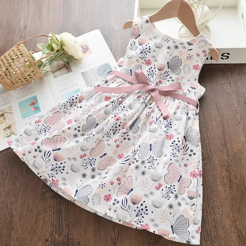 Kid Girls Floral and Butterfly Print Summer Dresses childrensterritory