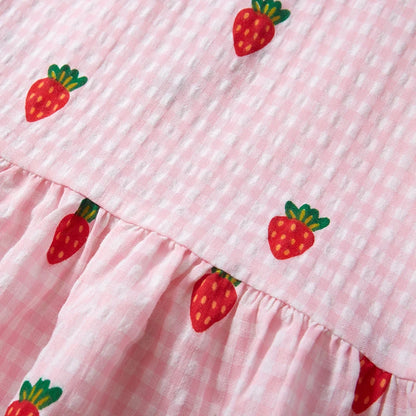 Little Girls Cartoon Strawberry Dresses for Summer childrensterritory