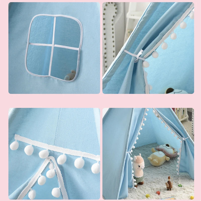 Kids Porable Cotton Canvas Indian Play Tent childrensterritory