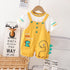 Baby Boys Strips T-Shirt Cartoon Print Denim Bib Pants 2Pcs/Set childrensterritory