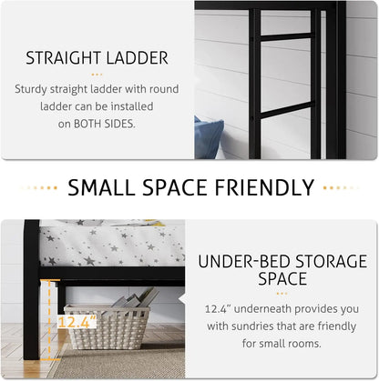 Twin Over Full-Size Beds with Sturdy Guard Rail