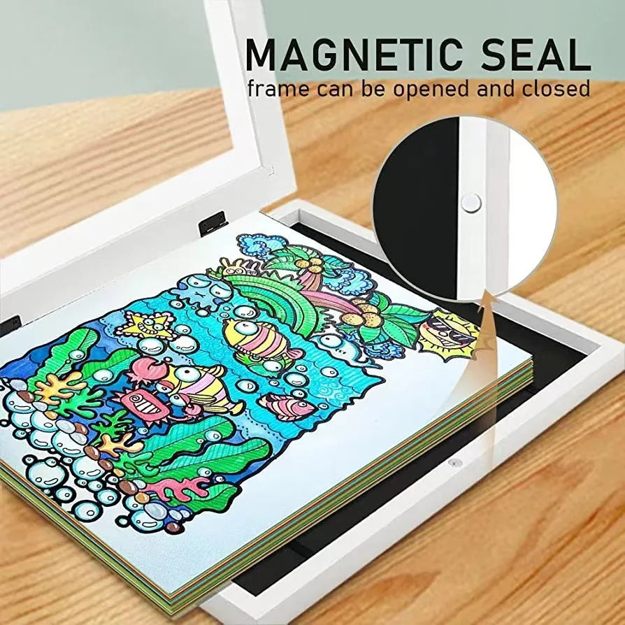 Kids Art Frames Changeable Display with Magnetic Front Open