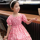 Square Neck Polka Dot Casual Dresses for Girls