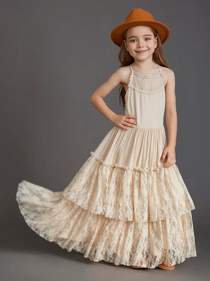 Girls Sleeveless Long Princess Dresses childrensterritory