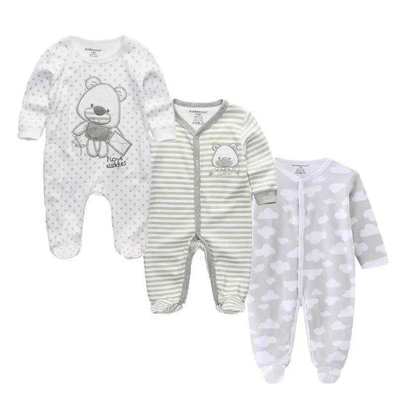 Long Sleeve Overall Printed Baby Zipper Rompers