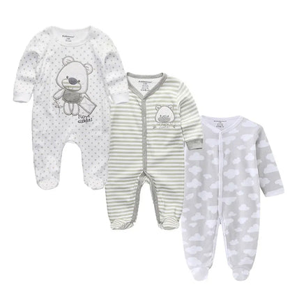 Long Sleeve Overall Printed Baby Zipper Rompers