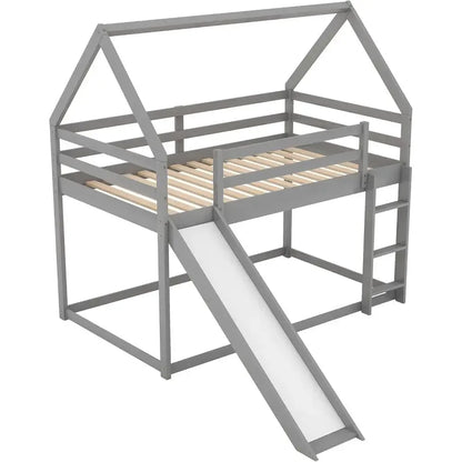 Slide-equipped Twin Over Twin Bunk Bed for Kids Bedroom