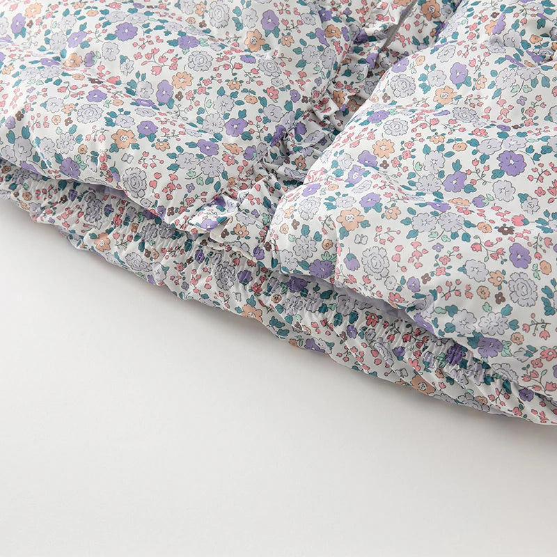 Floral Print Kids Girl Warm Hooded Outerwear childrensterritory