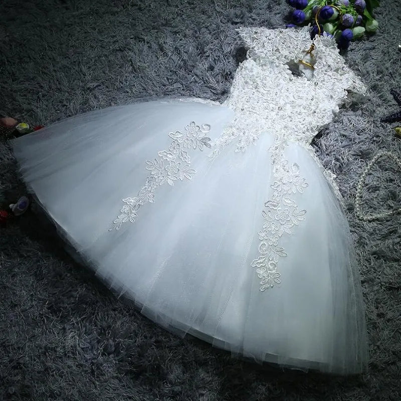 Kids Girls Pearls/Beads Decorated Christening Dresses