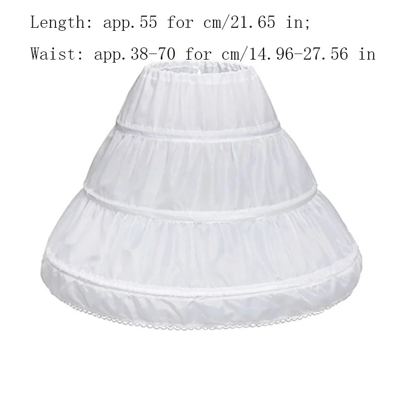Kids Girls Lace Design 3 Hoops Underskirt for Dresses