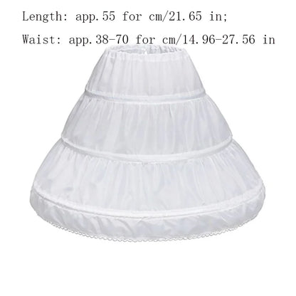 Kids Girls Lace Design 3 Hoops Underskirt for Dresses