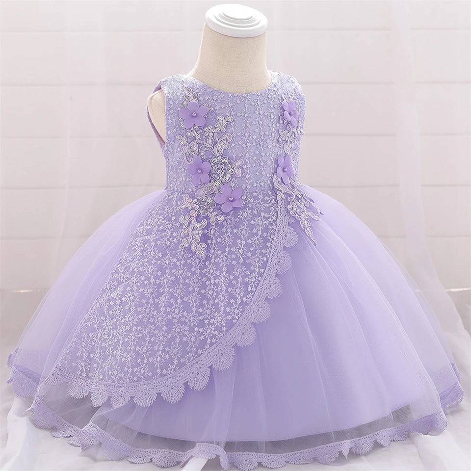 Baby Girl Lace Embroidered Formal Occasion Gowns
