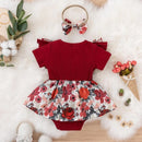 Floral Print Baby Girl Cotton Jumpsuit Dress With Bowknot childrensterritory