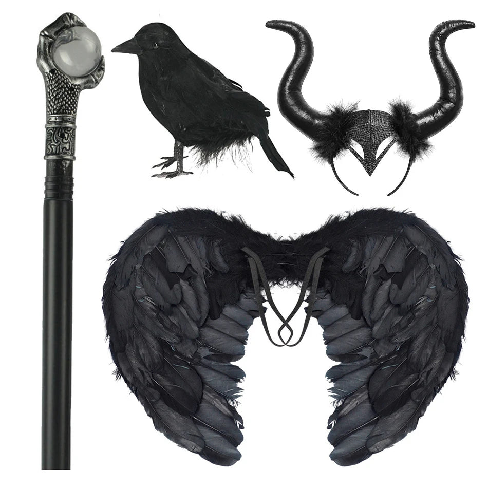 Kids Girls Demon Queen Maleficent Halloween Costume