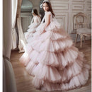 Kids Girls Tiered Tulle Bow Shoulder Design Dresses For Birthday/Prom childrensterritory